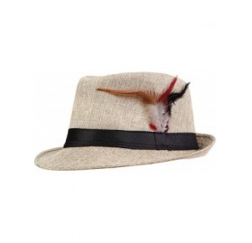 Fedoras Unisex Classic Cuban Style Trilby Hat Short Brim Fedora Hat Fashion Straw Hat - Gray - CY18R3TDU5E $35.72