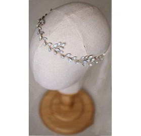 Headbands Bridal Crsytal Hair Accessories Blue Opal Crystal Handmade Bridal Headpiece - Golden Headband - CC18HSZN0S6 $21.16