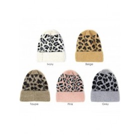 Skullies & Beanies Women Fashion Winter Fall Soft Knitted Multi Color Animal Print Cat Ear Beanie Hats - CR18YHHSE4N $7.12