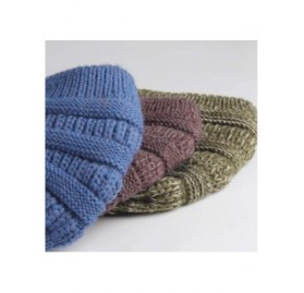 Skullies & Beanies Winter Beanie Hats for Women Cable Knit Fleece Lining Warm Hats Slouchy Thick Skull Cap - Dark Blue - CA18...