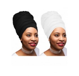 Headbands Colors Stretch African Headwrap - 2 Pcs Black and White - CD18U2TMQKM $28.17