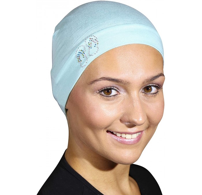 Skullies & Beanies Womens Soft Sleep Cap Comfy Cancer Hat with Studded Flip-Flops Applique - Mint - C312NS7Q7X1 $16.23