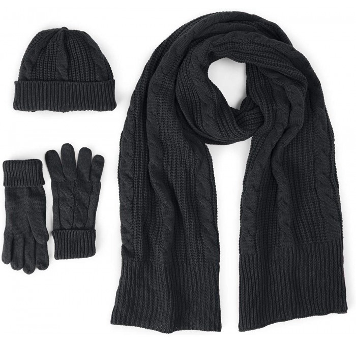 Skullies & Beanies Women's Plus Size Cable Knit Beanie - Black (1032) - CL18YYIM2K8 $18.99