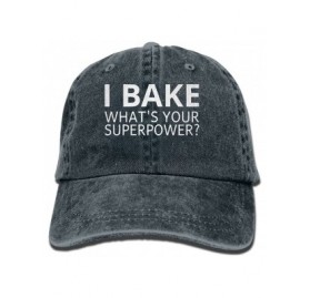 Cowboy Hats I Bake- What's Your Superpower Trend Printing Cowboy Hat Fashion Baseball Cap for Men and Women Black - Navy - C0...