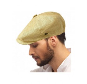 Newsboy Caps Men's 100% Linen Snap Front Newsboy Drivers Cabbie Gatsby Apple Cap Hat - Solid Khaki - CV1962SQOQX $20.57
