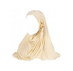 Headbands Muslim Islam Headscarf Hijabs Cap for Women Cotton Hijabs Scarves Cape - Light Orange - CI18G55HGD4 $10.21
