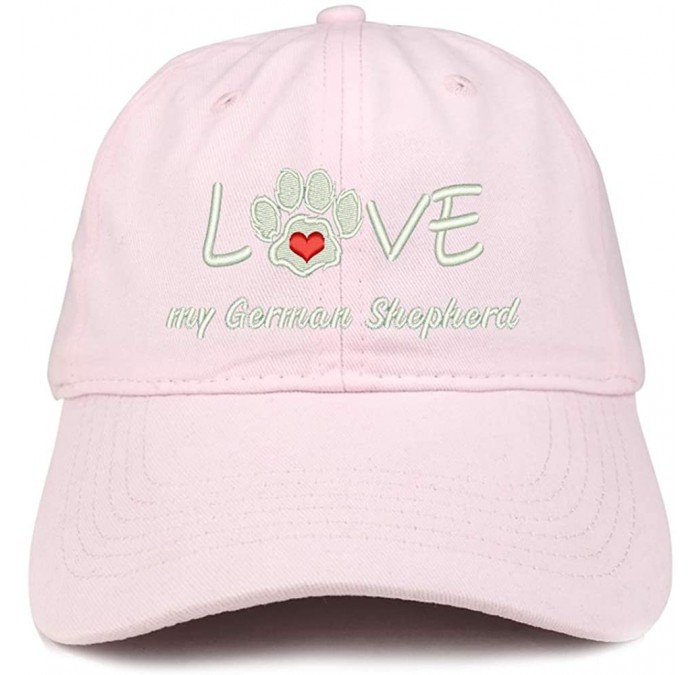 Baseball Caps I Love My German Shepherd Embroidered Soft Crown 100% Brushed Cotton Cap - Lt-pink - C818T96KUIC $17.85