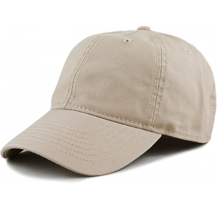 Baseball Caps 100% Cotton Canvas 6-Panel Low-Profile Adjustable Dad Baseball Cap - Khaki - CM180DMLGG2 $18.95