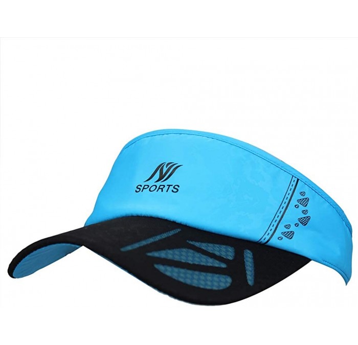 Visors Mens Summer Quick-Dry Run Long Brim Empty Top Baseball Tennis Sun Hat Cap Visor - Mesh Sky Blue - CD18SHIALIY $23.00