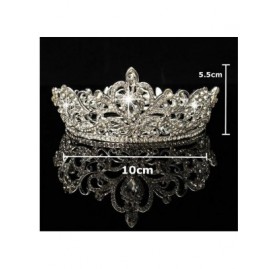 Headbands Luxury Gold-Tone Drop Queen Pageant Prom Crystal Wedding Bridal Tiara Crown(A1072) - silver - CB185L74Y5O $13.69