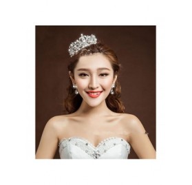 Headbands Luxury Gold-Tone Drop Queen Pageant Prom Crystal Wedding Bridal Tiara Crown(A1072) - silver - CB185L74Y5O $13.69