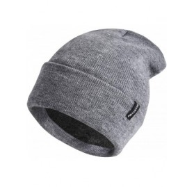 Skullies & Beanies Winter Beanie Hat with Warm Lining - Unisex Knit Hats Skull Cap for Men and Women- Black/Grey - Gray - CT1...