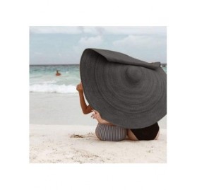 Sun Hats Women's Fashion Sun Hat Extra Large Brim Straw Hat Summer Beach UV Ray Blocking Outdoor Wedding Cap - Black - CV18TW...