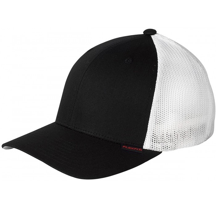 Baseball Caps Men's Two-Tone Stretch Mesh Fitted Cap - Black/White - C512CLUJTIR $29.12
