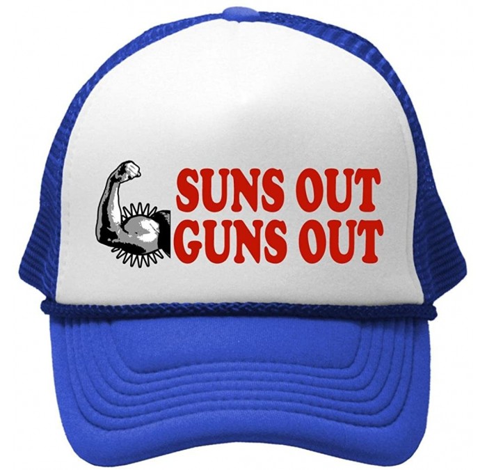 Baseball Caps Suns Out Guns Out - Unisex Adult Trucker Cap Hat - Royal - CV11OE8Z6L9 $18.55
