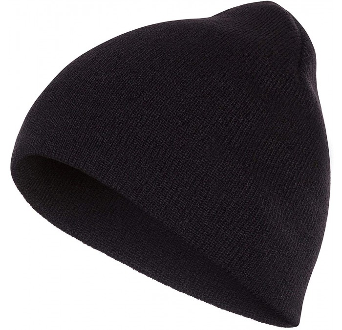 Skullies & Beanies Beanies Hats Caps Short Uncuffed Knit Soft Warm Winter for Men Women - Black - CT18KRCT439 $8.78
