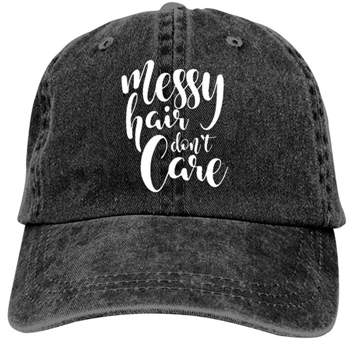 Baseball Caps Messy Hair Don't Care Unisex Vintage Adjustable Cotton Baseball Cap Denim Dad Hat Cowboy Hat - Black - CV18IRCN...