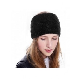 Cold Weather Headbands Girls Headbands Hat Fuzzy Lined Cute Beanies Ear Warmer Headbands for Women - 1 Pack Black - CE192ZXTI...