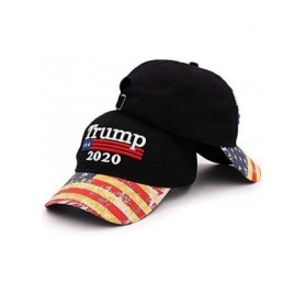 Baseball Caps President Donald Trump 2020 Hat Black USA Flag Make America Great Again Made in USA - CS18AKWZG7U $9.19
