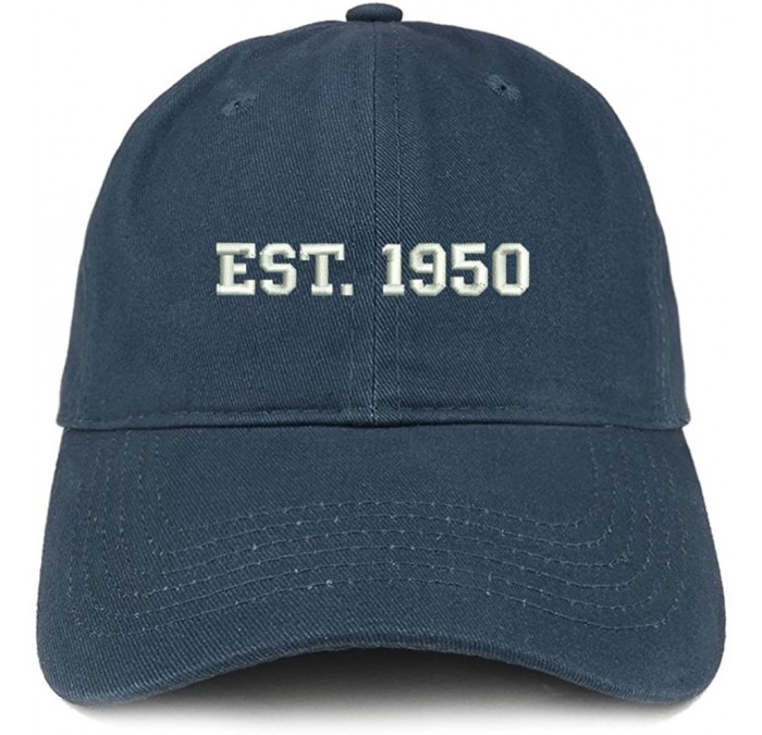 Baseball Caps EST 1950 Embroidered - 70th Birthday Gift Soft Cotton Baseball Cap - Navy - CH183KX3G8S $22.30