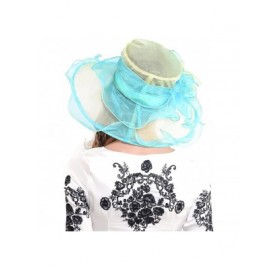 Sun Hats Womens Church Dress Derby Wedding Floral Tea Party Hat Ss-035 - Large Brim-turquoise Green - CN12BSA4CD7 $23.27