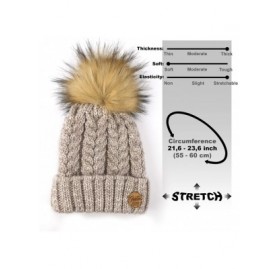 Skullies & Beanies Knit Hat for Women - Pom Cable Winter Warm Fleece Beanie - Wool Snow Cuff Outdoor Ski Cap - CC18G275GAM $1...