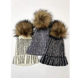 Skullies & Beanies Women's Winter Hat Warm with Detachable Pom Knit Beanie Hat - Heather Grey - CL18KMQXCCD $12.48