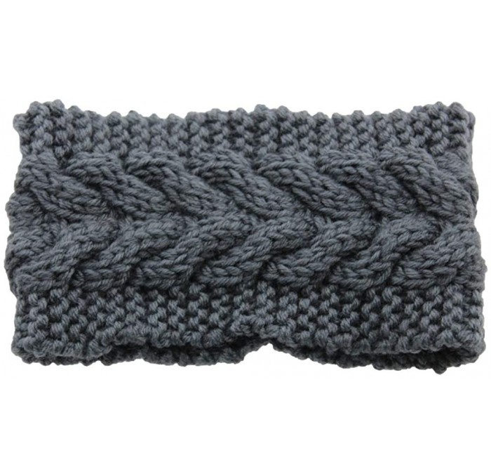 Cold Weather Headbands Winter Wool Twist Headband Knit Crochet Ear Warmers for Women-Hair Band Ear Muffs - Dark Gray - CZ18K0...