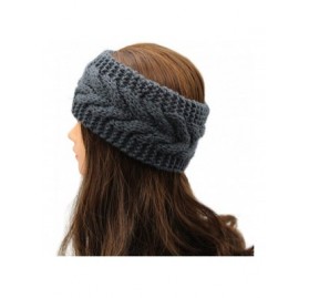 Cold Weather Headbands Winter Wool Twist Headband Knit Crochet Ear Warmers for Women-Hair Band Ear Muffs - Dark Gray - CZ18K0...