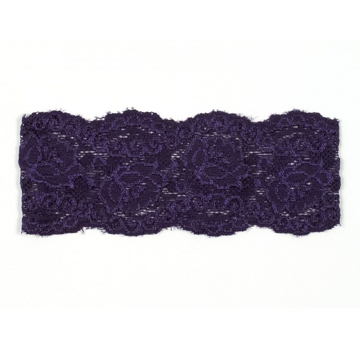 Headbands Ally Rose Stretch Lace Headband One Size 2.5 Inches Wide Plum - Plum - CP11MFXC6Z9 $10.16