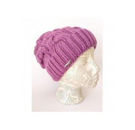 Skullies & Beanies Warm Winter Beanie for Women Chunky Cable Knit Hat M179 - Purple - C911BYZGD0D $18.46
