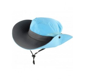 Sun Hats Women's Sun Hat Sun UV Protection Bucket Hat Boonie Safari Cap for Summer Beach - Blue - C918G46XU9E $12.76