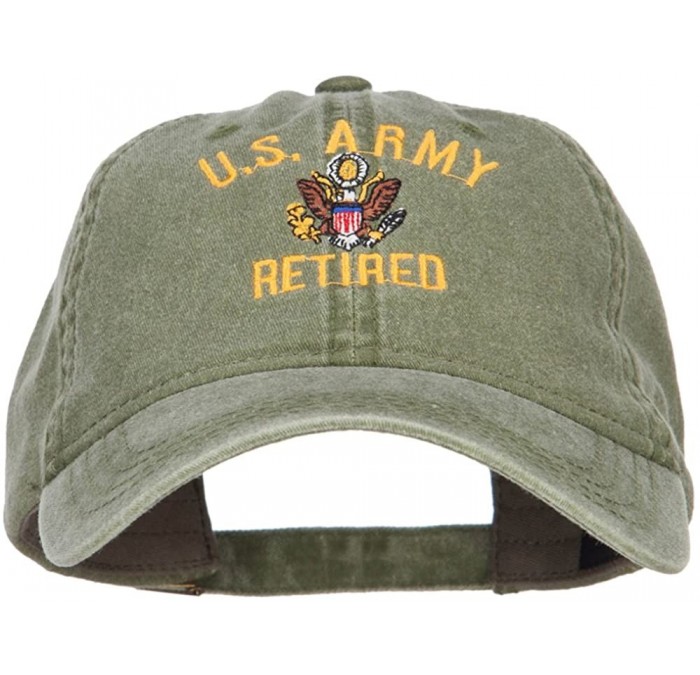 Baseball Caps US Army Retired Military Embroidered Washed Cap - Olive - CQ185ODOT6Z $44.35