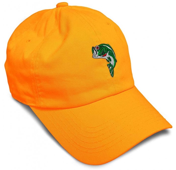 Baseball Caps Custom Soft Baseball Cap Fish Sea Bass Embroidery Dad Hats for Men & Women - Orange - CE18SIMR43K $25.57