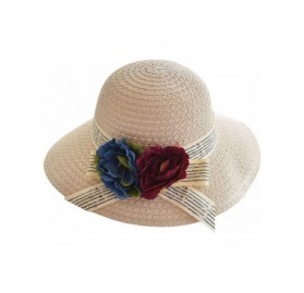 Sun Hats Cute Girls Sunhat Straw Hat Tea Party Hat Set with Purse - Beige a - CQ193TO9N24 $16.23