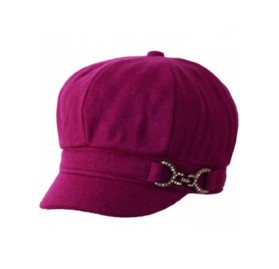 Newsboy Caps Jessica Unisex Wool Newsboy Cabbie Hat - Berry - CC117BFY95V $15.03
