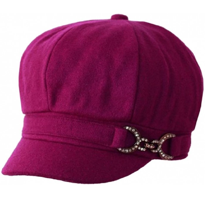 Newsboy Caps Jessica Unisex Wool Newsboy Cabbie Hat - Berry - CC117BFY95V $31.21