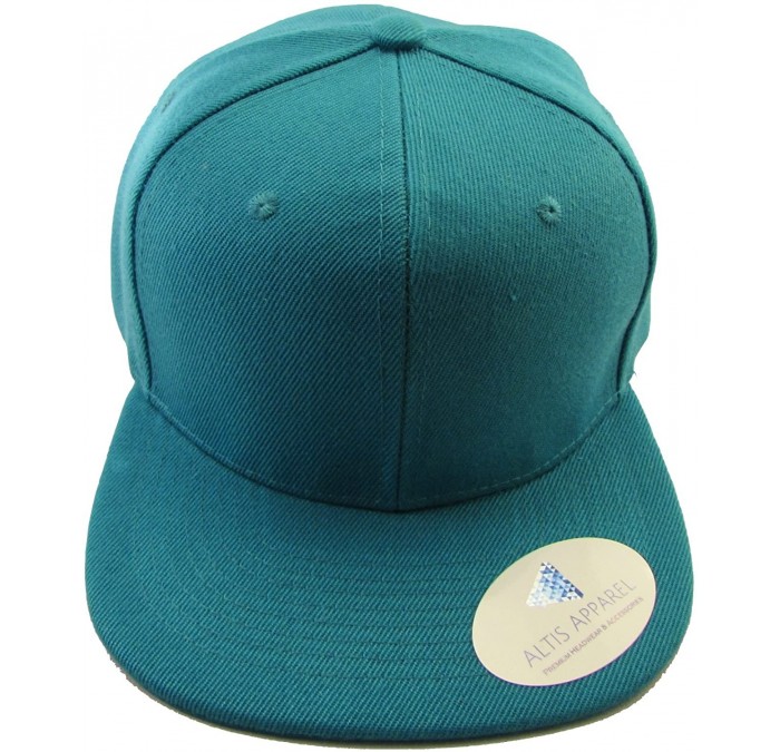 Baseball Caps Premium Plain Solid Flat Bill Snapback Hat - Adult Sized Baseball Cap - Aqua - C711KV7QYZT $9.65