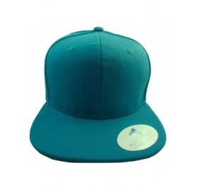Baseball Caps Premium Plain Solid Flat Bill Snapback Hat - Adult Sized Baseball Cap - Aqua - C711KV7QYZT $9.65