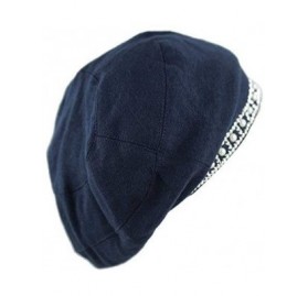 Skullies & Beanies Women's Handmade Warm Baggy Fleece Lined Slouch Beanie Hat - 1. Ribbon1 - Navy - CP126IAHG3F $14.98
