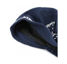 Skullies & Beanies Women's Handmade Warm Baggy Fleece Lined Slouch Beanie Hat - 1. Ribbon1 - Navy - CP126IAHG3F $14.98
