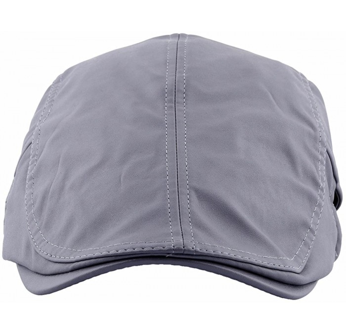 Newsboy Caps Flat Caps for Men- Beret Leather Hat Cabbie Gatsby Newsboy Cap Ivy Irish Hats - Grey - CU189I7G8KQ $23.51