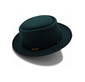 Fedoras Fashion Men Pork Pie Hat Dad Wool Flat Fedora Hat for Gentleman Gambler Fascinator Trilby Hat Hat - Sky Blue - C118O3...