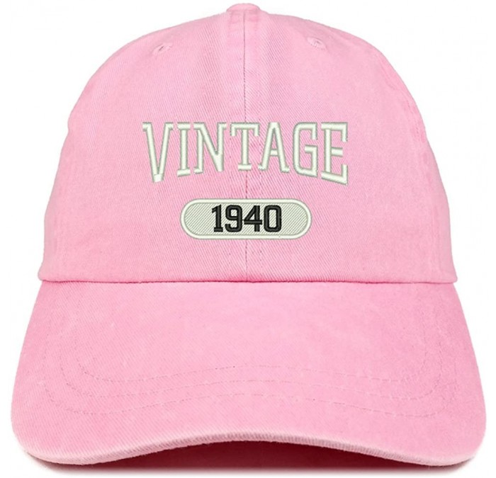 Baseball Caps Vintage 1940 Embroidered 80th Birthday Soft Crown Washed Cotton Cap - Pink - CA180WO5DHG $20.99