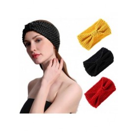 Cold Weather Headbands 3 Pack Knitted Headband Winter Crochet Chunky Ear Warmer Headwrap for Women Girls - Black + Red + Yell...