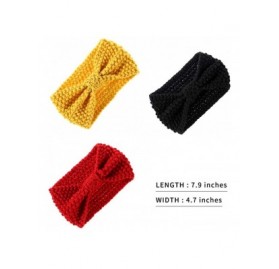 Cold Weather Headbands 3 Pack Knitted Headband Winter Crochet Chunky Ear Warmer Headwrap for Women Girls - Black + Red + Yell...