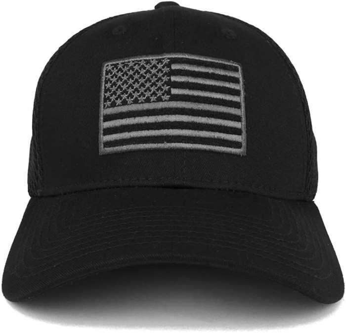 Baseball Caps American Flag Embroidered Low Profile Flexible Air Mesh Baseball Cap - Black - CI18D8XL6X5 $26.90