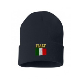 Skullies & Beanies ITALY COUNTRY FLAG Custom Personalized Embroidery Embroidered Beanie - Navy - C2186T8Y2A2 $16.53