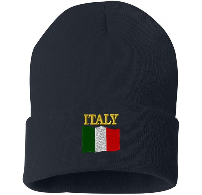 Skullies & Beanies ITALY COUNTRY FLAG Custom Personalized Embroidery Embroidered Beanie - Navy - C2186T8Y2A2 $31.04