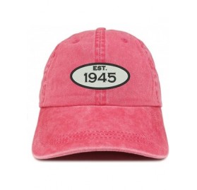 Baseball Caps Established 1945 Embroidered 75th Birthday Gift Pigment Dyed Washed Cotton Cap - Red - C6180MAY09G $32.76
